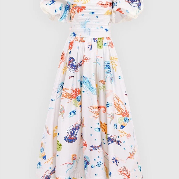 Leo Lin | Dresses | Matilda Puff Sleeve Midi Dress Twilight Print In White | Poshmark Leo Lin | Dresses | Matilda Puff Sleeve Midi Dress Twilight Print In White | Poshmark